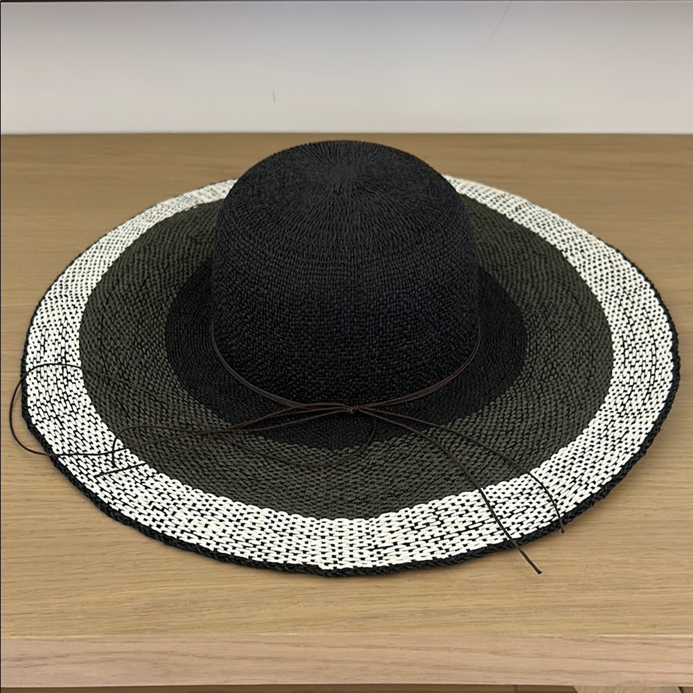 Elegant Black and White Wide Brim Hat
